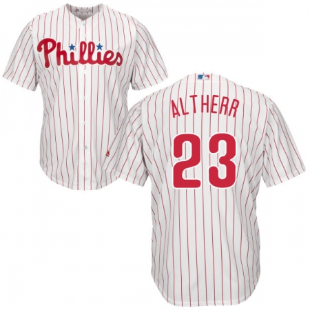 Men's Majestic Philadelphia Phillies #23 Aaron Altherr Replica White/Red Strip Home Cool Base MLB Jersey