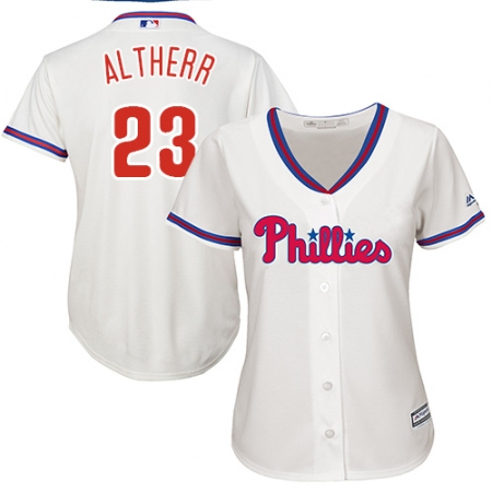 Women's Majestic Philadelphia Phillies #23 Aaron Altherr Authentic Cream Alternate Cool Base MLB Jersey