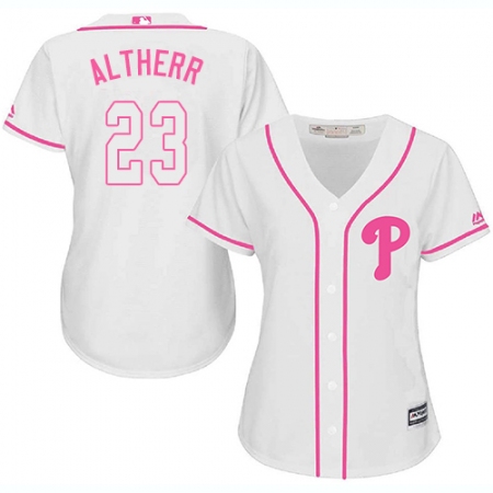 Women's Majestic Philadelphia Phillies #23 Aaron Altherr Authentic White Fashion Cool Base MLB Jersey