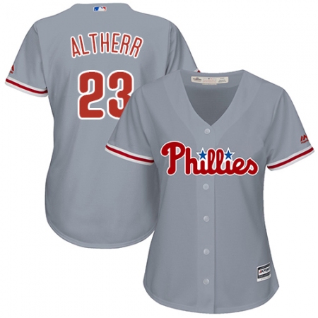 Women's Majestic Philadelphia Phillies #23 Aaron Altherr Replica Grey Road Cool Base MLB Jersey