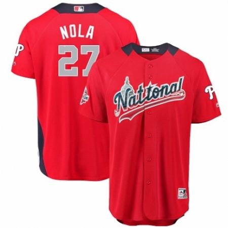 Men's Majestic Philadelphia Phillies #27 Aaron Nola Game Red National League 2018 MLB All-Star MLB Jersey