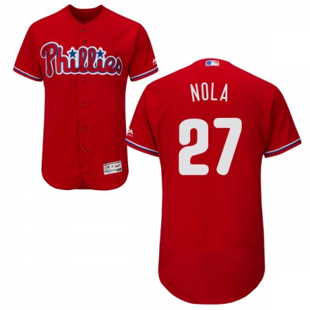 Men's Majestic Philadelphia Phillies #27 Aaron Nola Red Alternate Flex Base Authentic Collection MLB Jersey