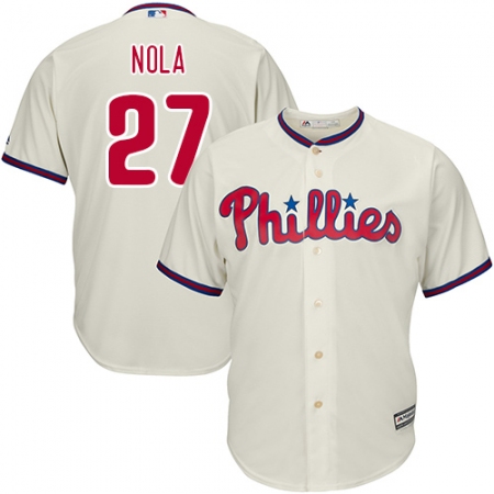 Men's Majestic Philadelphia Phillies #27 Aaron Nola Replica Cream Alternate Cool Base MLB Jersey