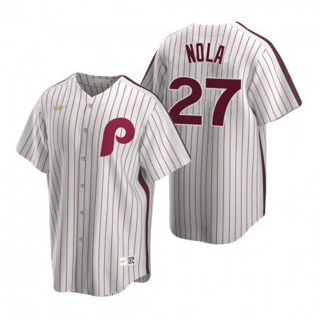 Men's Nike Philadelphia Phillies #27 Aaron Nola White Cooperstown Collection Home Stitched Baseball Jersey