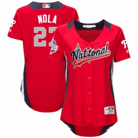 Women's Majestic Philadelphia Phillies #27 Aaron Nola Game Red National League 2018 MLB All-Star MLB Jersey
