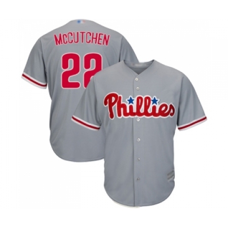 Men's Philadelphia Phillies #22 Andrew McCutchen Replica Grey Road Cool Base Baseball Jersey