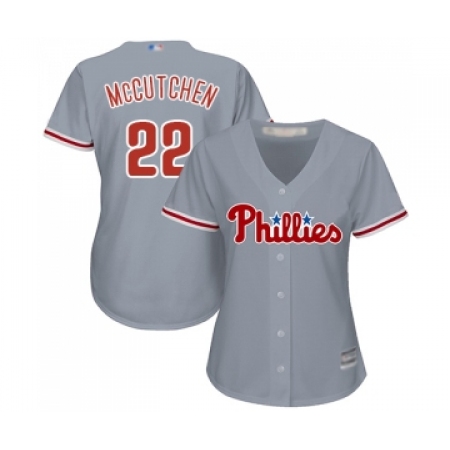 Women's Philadelphia Phillies #22 Andrew McCutchen Replica Grey Road Cool Base Baseball Jersey