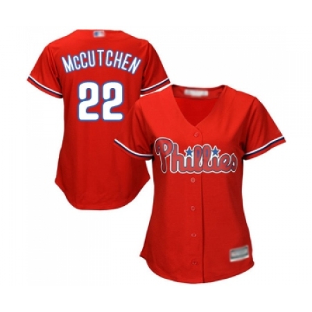 Women's Philadelphia Phillies #22 Andrew McCutchen Replica Red Alternate Cool Base Baseball Jersey