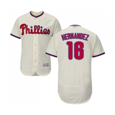Men's Philadelphia Phillies #16 Cesar Hernandez Cream Alternate Flex Base Authentic Collection Baseball Jersey