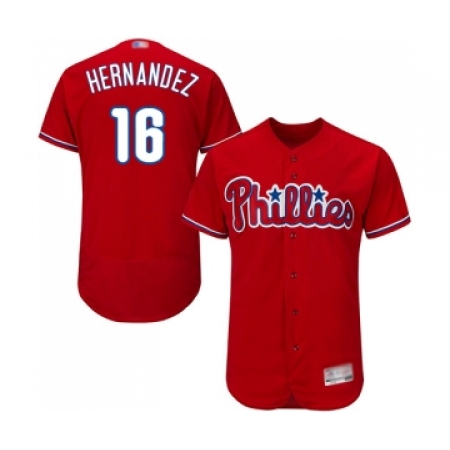 Men's Philadelphia Phillies #16 Cesar Hernandez Red Alternate Flex Base Authentic Collection Baseball Jersey