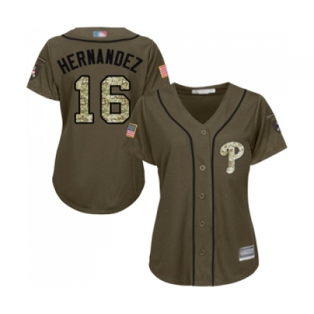 Women's Philadelphia Phillies #16 Cesar Hernandez Authentic Green Salute to Service Baseball Jersey