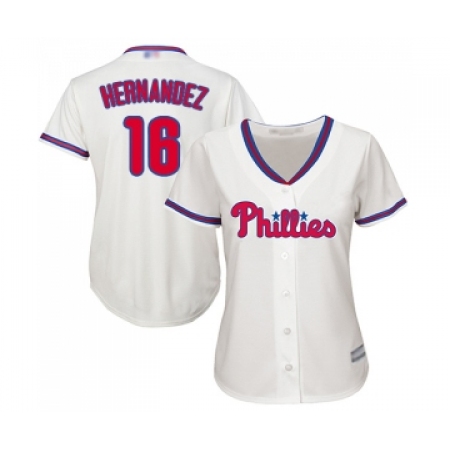 Women's Philadelphia Phillies #16 Cesar Hernandez Replica Cream Alternate Cool Base Baseball Jersey
