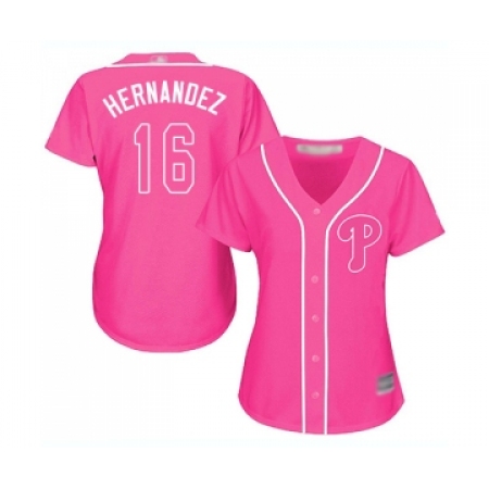 Women's Philadelphia Phillies #16 Cesar Hernandez Replica Pink Fashion Cool Base Baseball Jersey