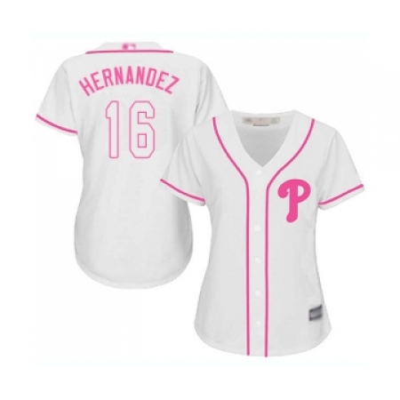 Women's Philadelphia Phillies #16 Cesar Hernandez Replica White Fashion Cool Base Baseball Jersey