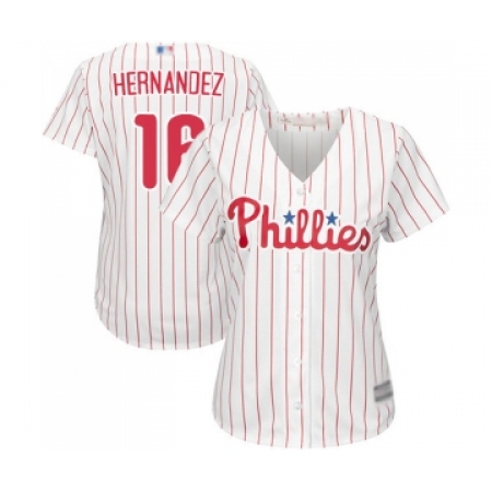 Women's Philadelphia Phillies #16 Cesar Hernandez Replica White Red Strip Home Cool Base Baseball Jersey