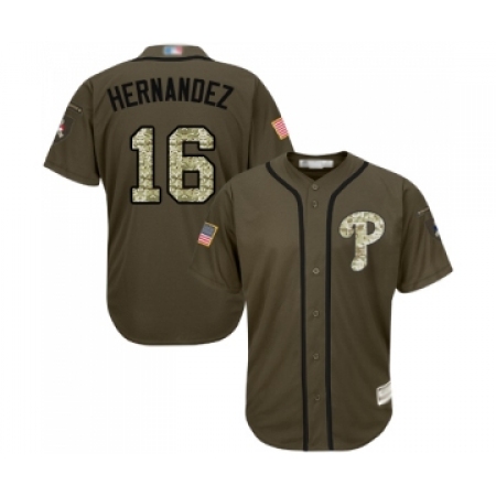 Youth Philadelphia Phillies #16 Cesar Hernandez Authentic Green Salute to Service Baseball Jersey