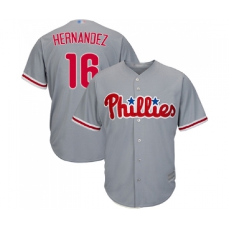 Youth Philadelphia Phillies #16 Cesar Hernandez Replica Grey Road Cool Base Baseball Jersey