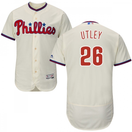 Men's Majestic Philadelphia Phillies #26 Chase Utley Cream Alternate Flex Base Authentic Collection MLB Jersey