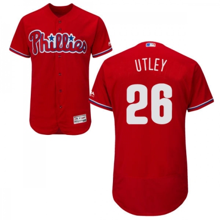 Men's Majestic Philadelphia Phillies #26 Chase Utley Red Alternate Flex Base Authentic Collection MLB Jersey