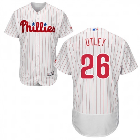 Men's Majestic Philadelphia Phillies #26 Chase Utley White Home Flex Base Authentic Collection MLB Jersey