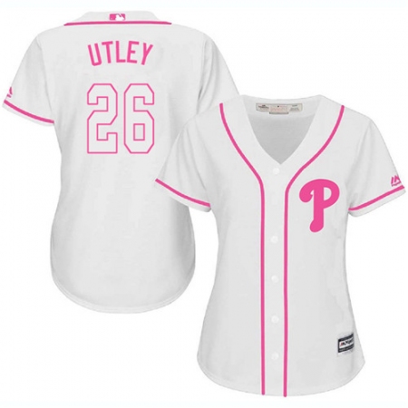 Women's Majestic Philadelphia Phillies #26 Chase Utley Replica White Fashion Cool Base MLB Jersey