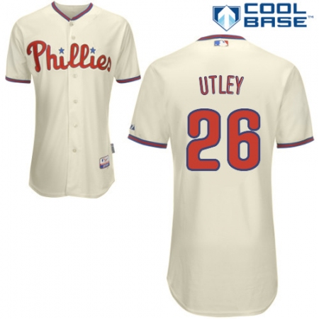 Youth Majestic Philadelphia Phillies #26 Chase Utley Replica Cream Alternate Cool Base MLB Jersey