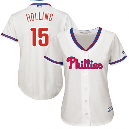 Women's Majestic Philadelphia Phillies #15 Dave Hollins Authentic Cream Alternate Cool Base MLB Jersey