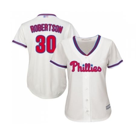 Women's Philadelphia Phillies #30 David Robertson Replica Cream Alternate Cool Base Baseball Jersey
