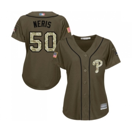 Women's Philadelphia Phillies #50 Hector Neris Authentic Green Salute to Service Baseball Jersey