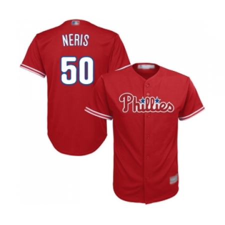 Youth Philadelphia Phillies #50 Hector Neris Replica Red Alternate Cool Base Baseball Jersey