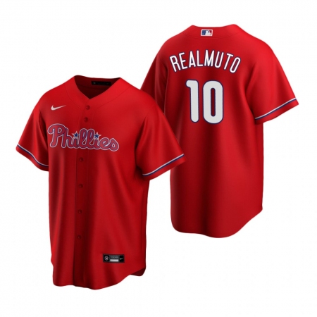 Men's Nike Philadelphia Phillies #10 J.T. Realmuto Red Alternate Stitched Baseball Jersey