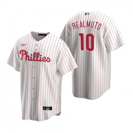 Men's Nike Philadelphia Phillies #10 J.T. Realmuto White Home Stitched Baseball Jersey