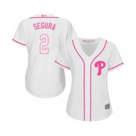 Women's Philadelphia Phillies #2 Jean Segura Replica White Fashion Cool Base Baseball Jersey