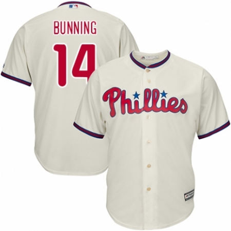 Youth Majestic Philadelphia Phillies #14 Jim Bunning Replica Cream Alternate Cool Base MLB Jersey