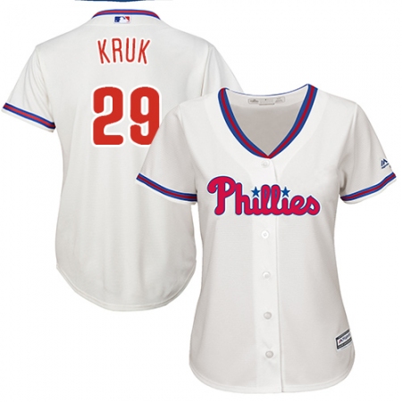 Women's Majestic Philadelphia Phillies #29 John Kruk Authentic Cream Alternate Cool Base MLB Jersey