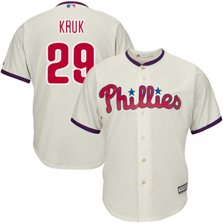 Youth Majestic Philadelphia Phillies #29 John Kruk Authentic Cream Alternate Cool Base MLB Jersey