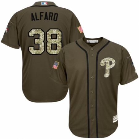 Men's Majestic Philadelphia Phillies #38 Jorge Alfaro Authentic Green Salute to Service MLB Jersey