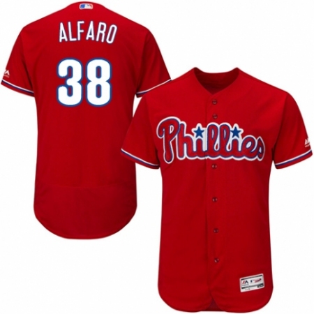 Men's Majestic Philadelphia Phillies #38 Jorge Alfaro Red Alternate Flex Base Authentic Collection MLB Jersey