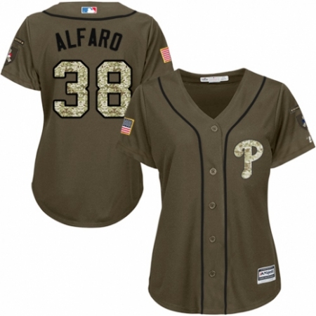 Women's Majestic Philadelphia Phillies #38 Jorge Alfaro Authentic Green Salute to Service MLB Jersey