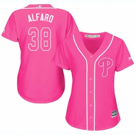 Women's Majestic Philadelphia Phillies #38 Jorge Alfaro Authentic Pink Fashion Cool Base MLB Jersey