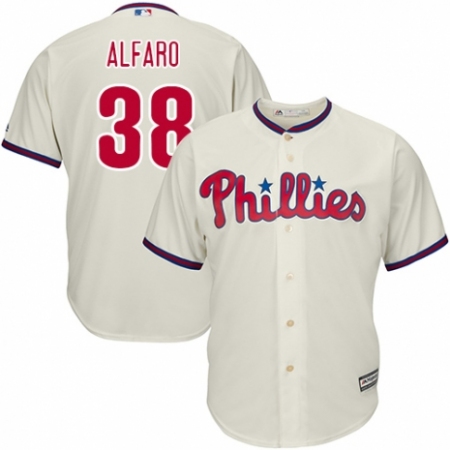 Youth Majestic Philadelphia Phillies #38 Jorge Alfaro Authentic Cream Alternate Cool Base MLB Jersey