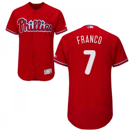 Men's Majestic Philadelphia Phillies #7 Maikel Franco Red Alternate Flex Base Authentic Collection MLB Jersey