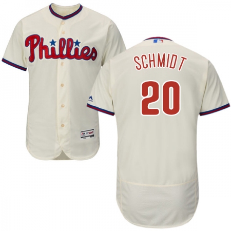 Men's Majestic Philadelphia Phillies #20 Mike Schmidt Cream Alternate Flex Base Authentic Collection MLB Jersey