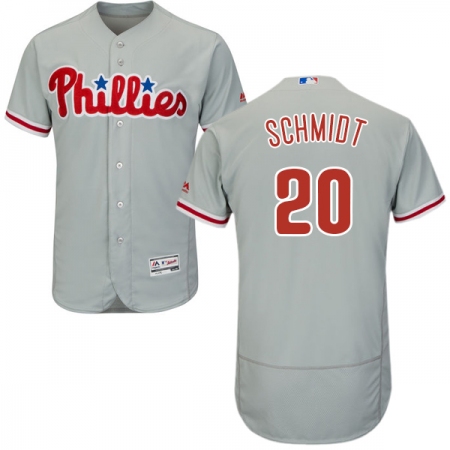 Men's Majestic Philadelphia Phillies #20 Mike Schmidt Grey Road Flex Base Authentic Collection MLB Jersey