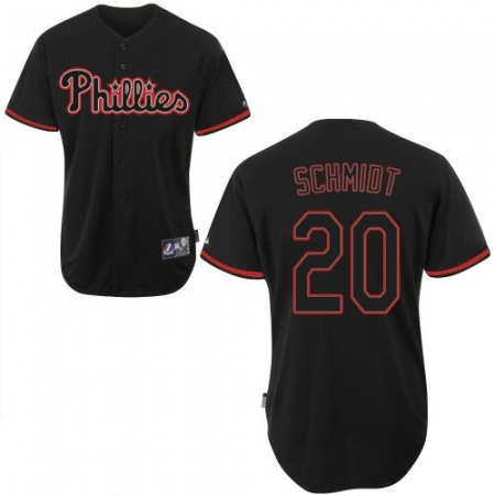 Men's Majestic Philadelphia Phillies #20 Mike Schmidt Replica Black Fashion MLB Jersey