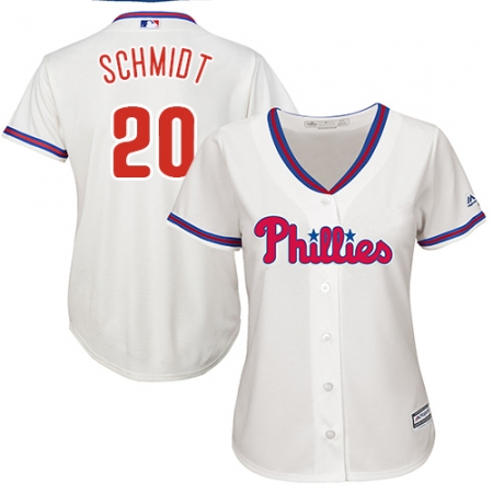 Women's Majestic Philadelphia Phillies #20 Mike Schmidt Authentic Cream Alternate Cool Base MLB Jersey