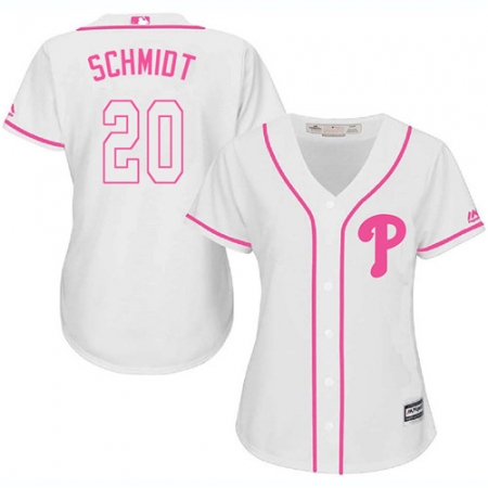 Women's Majestic Philadelphia Phillies #20 Mike Schmidt Replica White Fashion Cool Base MLB Jersey