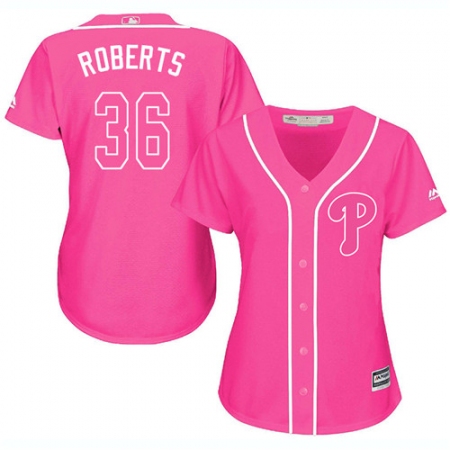 Women's Majestic Philadelphia Phillies #36 Robin Roberts Authentic Pink Fashion Cool Base MLB Jersey