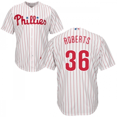 Youth Majestic Philadelphia Phillies #36 Robin Roberts Replica White/Red Strip Home Cool Base MLB Jersey