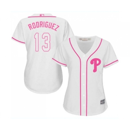 Women's Philadelphia Phillies #13 Sean Rodriguez Replica White Fashion Cool Base Baseball Jersey